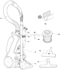 Part Location Diagram of 585248-02 DeWALT Cartridge Filter